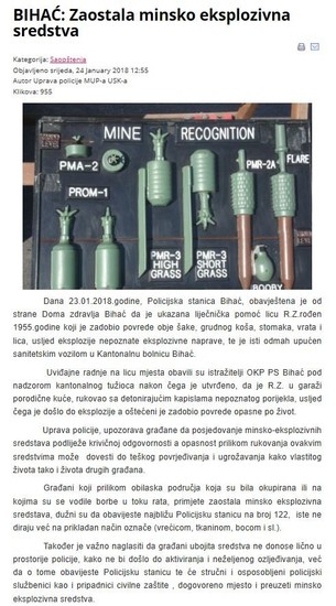Bosnia-and-Herzegovina-avmp/Bihac-zaostala-minsko-eksplozivna-sredstva