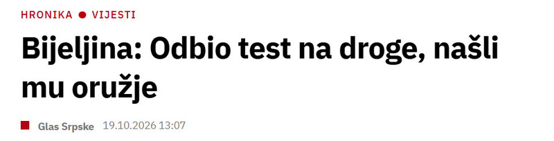 Bosnia-and-Herzegovina-avmp/Bijeljina-Odbio-test-na-droge-nasli-mu-oruzje