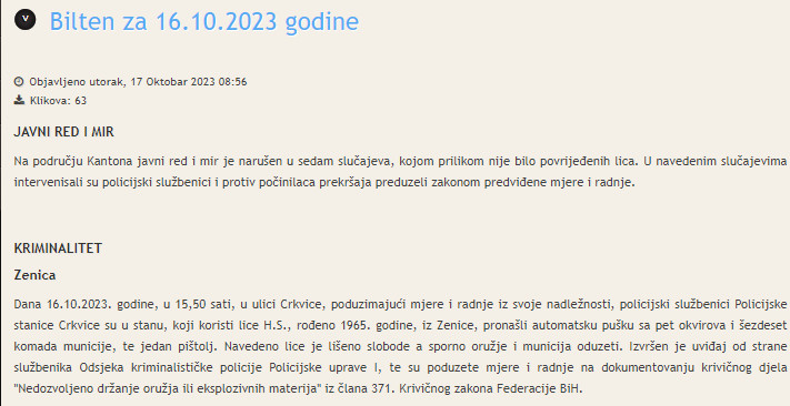 Bosnia-and-Herzegovina-avmp/Bilten-za-16.10.2023-godine