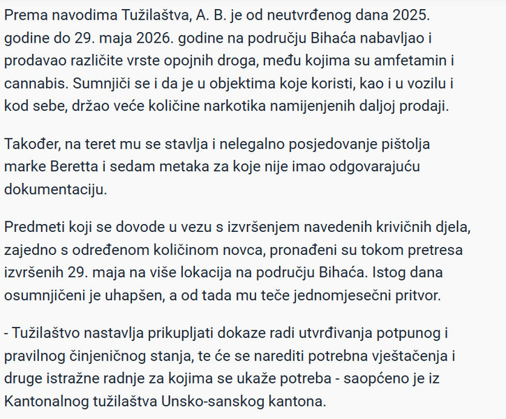 Bosnia-and-Herzegovina-avmp/Biscaninu-odreden-pritvor-Dilao-drogu-a-pronadeno-i-oruzje_2
