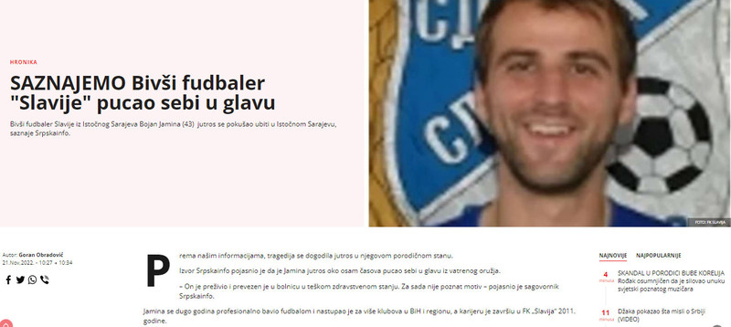 Bosnia-and-Herzegovina-avmp/Bivsi-fudbaler-Slavije-pucao-sebi-u-glavu