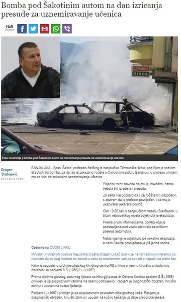 Bosnia-and-Herzegovina-avmp/Bomba-pod-Sakotinim-autom-na-dan-izricanja-presude-za-uznemira