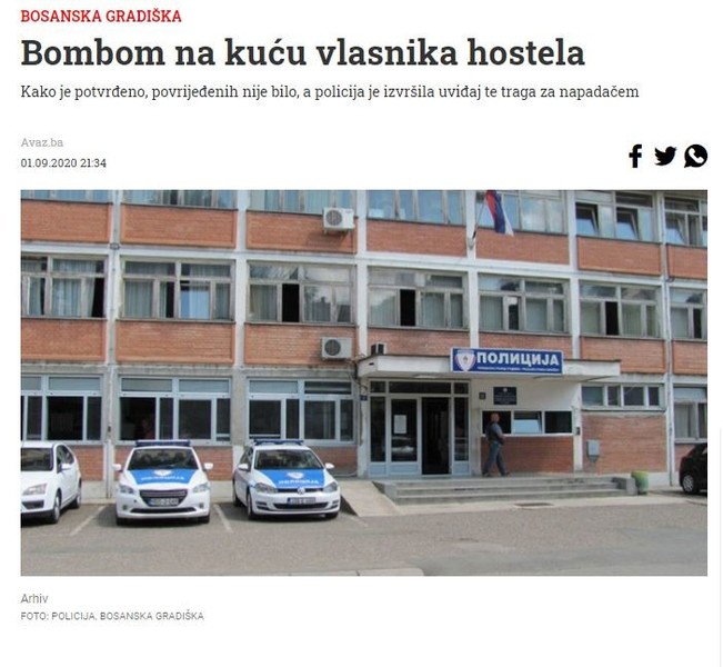 Bosnia-and-Herzegovina-avmp/Bombom-na-kucu-vlasnika-hostela