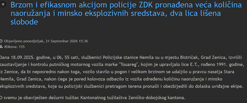 Bosnia-and-Herzegovina-avmp/Brzom-i-efikasnom-akcijom-policije-ZDK-pronadena-veca-kolicina-naoruzanja-i-minsko-eksplozivnih-sredstava-dva-lica-lisena-slobode_1