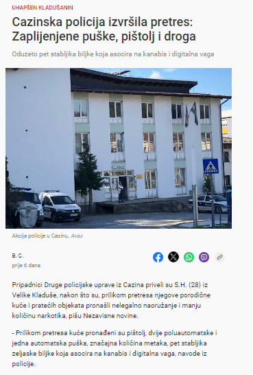 Bosnia-and-Herzegovina-avmp/Cazinska-policija-izvrsila-pretres_-Zaplijenjene-puske-pistolj