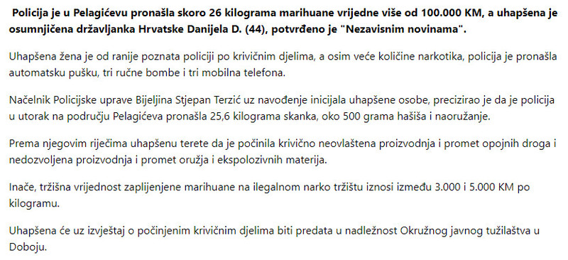 Bosnia-and-Herzegovina-avmp/Detalji-akcije-u-Pelagicevu-Droga-vrijedna-vise-od-100.000-KM-