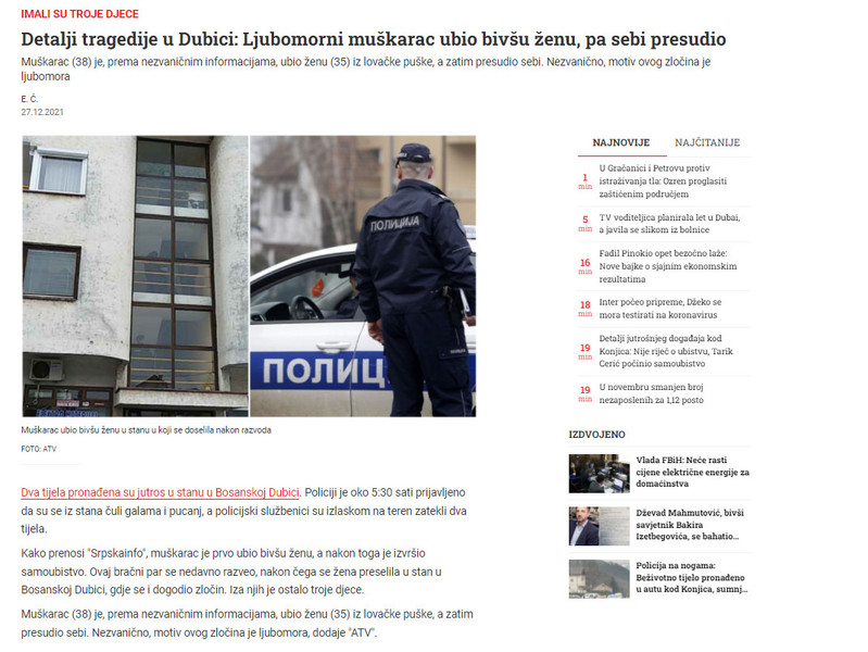 Bosnia-and-Herzegovina-avmp/Detalji-tragedije-u-Dubici_-Ljubomorni-muskarac-ubio-bivsu-zen
