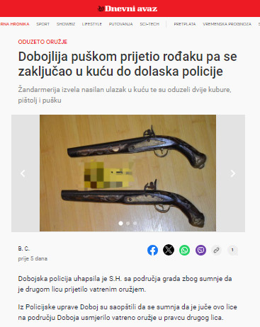 Bosnia-and-Herzegovina-avmp/Dobojlija-puskom-prijetio-rodaku-pa-se-zakljucao-u-kucu-do-dol