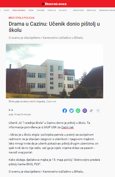 Bosnia-and-Herzegovina-avmp/Doneo-pistolj-u-skolu