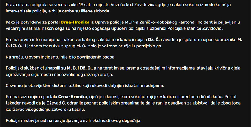 Bosnia-and-Herzegovina-avmp/Drama-kod-Zavidovica-Nakon-sukoba-sjekirom-i-vatrenim-oruzjem-uhapsene-dvije-osobe