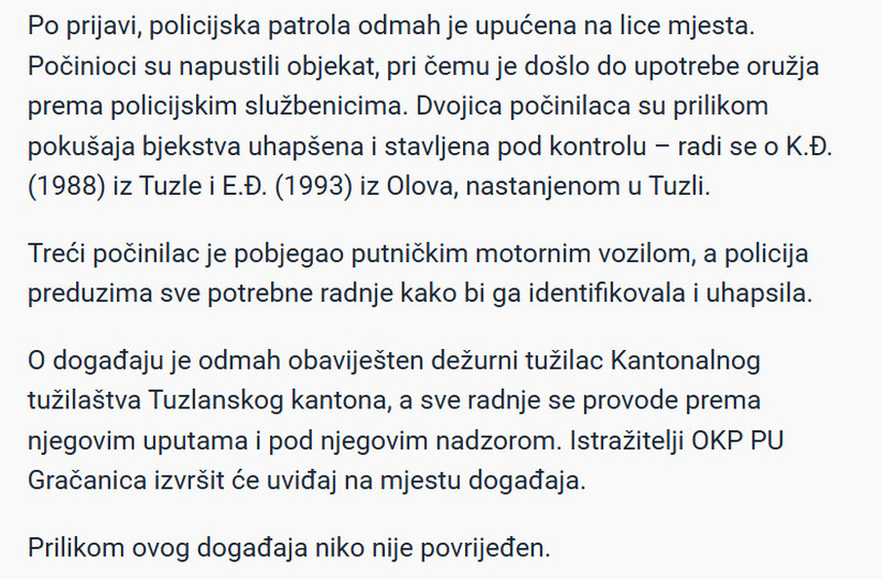 Bosnia-and-Herzegovina-avmp/Drama-u-Gracanici-Pokusali-opljackati-trgovinu-pa-poceli-pucati-na-policiju-dvojica-uhapseni-jedan-pobjegao_2