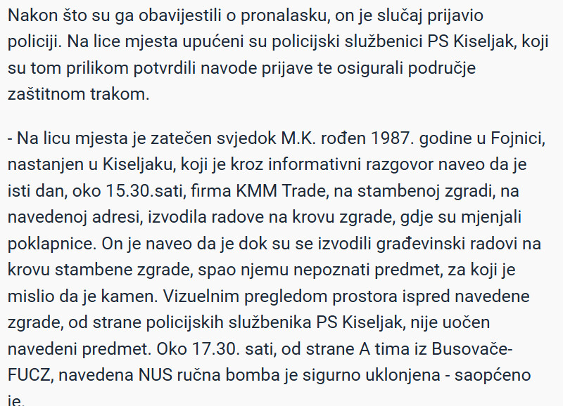 Bosnia-and-Herzegovina-avmp/Drama-u-Kiseljaku-Maloljetnici-pronasli-rucnu-bombu-ispred-prostorija-RTV-Herceg-Bosne_1