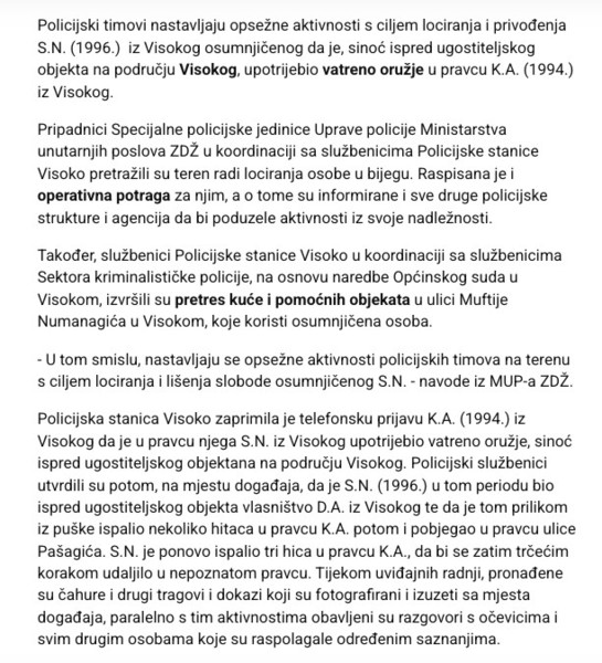 Bosnia-and-Herzegovina-avmp/Drama-u-Visokom_-Ispalio-nekoliko-hitaca-u-mladica-pa-pobjegao_1
