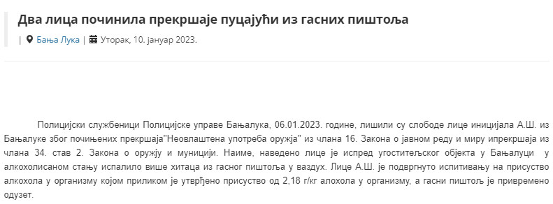 Bosnia-and-Herzegovina-avmp/Dva-lica-pocinila-prekrsaje-pucajuci-iz-gasnih-pistolja