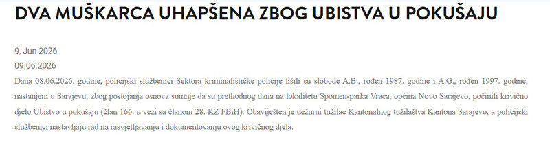 Bosnia-and-Herzegovina-avmp/Dva-muskarca-uhapsena-zbog-ubistva-u-pokusaju