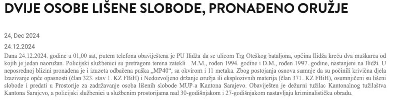 Bosnia-and-Herzegovina-avmp/Dvije-osobe-lisene-slobode-pronadeno-oruzje-_-Ministarstvo-unu