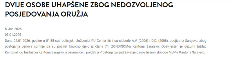 Bosnia-and-Herzegovina-avmp/Dvije-osobe-uhapsene-zbog-nedozvoljenog-posjedovanja-oruzja-_-