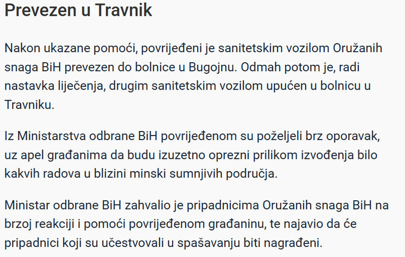 Bosnia-and-Herzegovina-avmp/Eksplozija-kod-Donjeg-Vakufa-Civil-tesko-povrijeden-demineri-mu-spasili-zivot_1