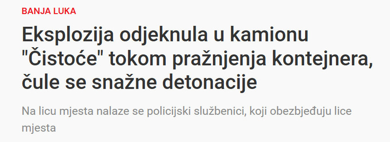 Bosnia-and-Herzegovina-avmp/Eksplozija-odjeknula-u-kamionu-Cistoce-tokom-praznjenja-kontejnera-cule-se-snazne-detonacije