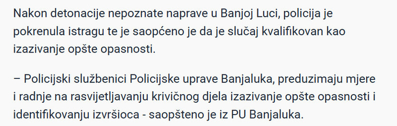 Bosnia-and-Herzegovina-avmp/Eksplozija-u-Banjoj-Luci-Policija-pokrenula-istragu