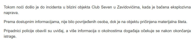 Bosnia-and-Herzegovina-avmp/Eksplozivna-naprava-bacena-na-Club-Seven-u-Zavidovicima_1