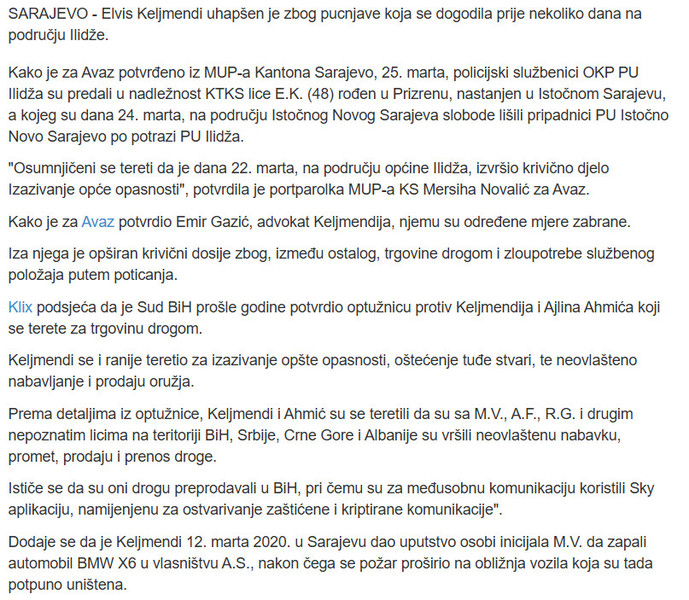 Bosnia-and-Herzegovina-avmp/Elvis-Keljmendi-uhapsen-zbog-pucnjave-u-Sarajevu
