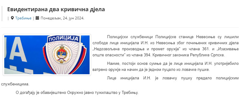 Bosnia-and-Herzegovina-avmp/Evidentirana-dva-krivicna-dela
