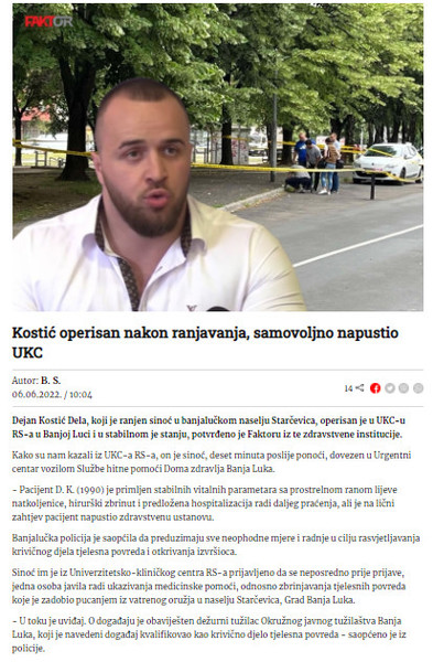 Bosnia-and-Herzegovina-avmp/Faktor-_-Kostic-operisan-nakon-ranjavanja-samovoljno-napustio-_1