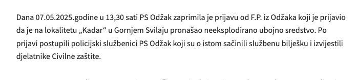 Bosnia-and-Herzegovina-avmp/Gornji-Svilaj---pronadjeno-eksplodirajuce-sredstvo