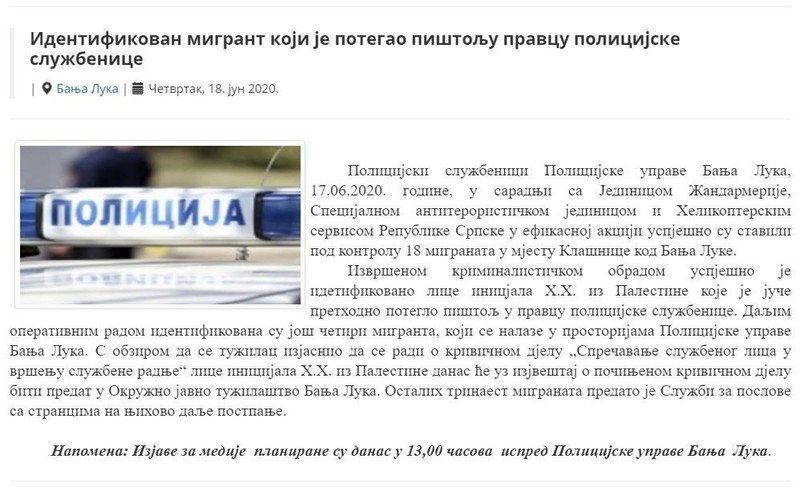 Bosnia-and-Herzegovina-avmp/Identifikovan-migrat-koji-je-potegao-pistolj-u-pravcu-policijs