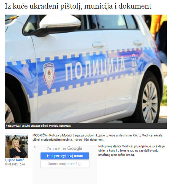 Bosnia-and-Herzegovina-avmp/Iz-kuce-ukradeni-pistolj-municija-i-dokument