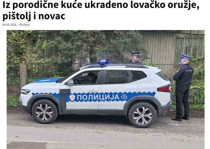 Bosnia-and-Herzegovina-avmp/Iz-porodicne-kuce-ukradeno-lovacko-oruzje-pistolj-i-novac_1