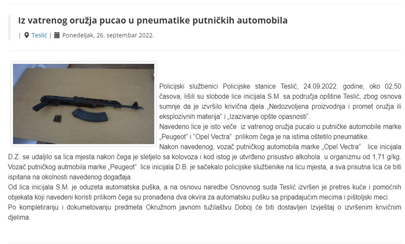 Bosnia-and-Herzegovina-avmp/Iz-vatrenog-oruzja-pucao-u-pneumatike-putnickih-automobila