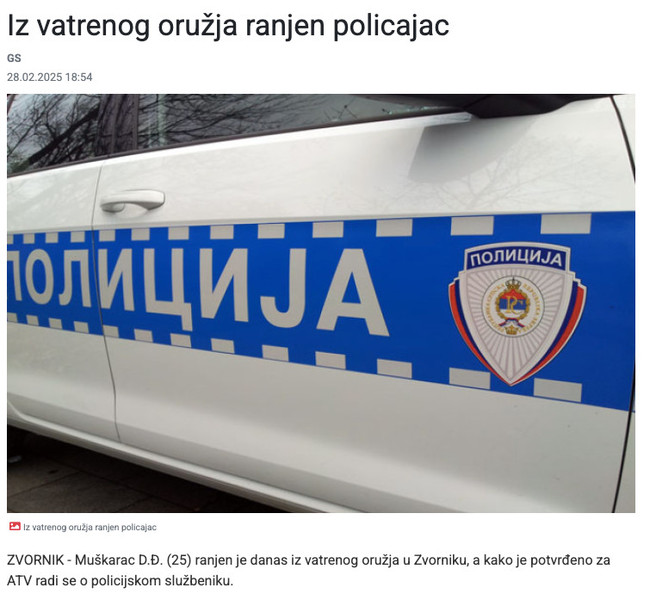 Bosnia-and-Herzegovina-avmp/Iz-vatrenog-oruzja-ranjen-policajac---Glas-Srpske