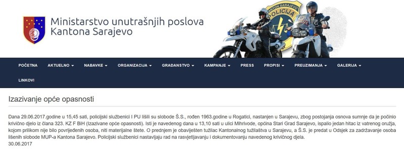 Bosnia-and-Herzegovina-avmp/Izazivanje-opce-opasnosti-Sarajevo