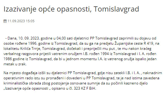 Bosnia-and-Herzegovina-avmp/Izazivanje-opce-opasnosti-Tomislavgrad