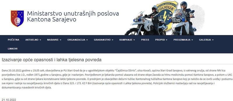 Bosnia-and-Herzegovina-avmp/Izazivanje-opce-opasnosti-i-lahka-tjelesna-povreda