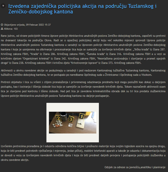 Bosnia-and-Herzegovina-avmp/Izvedena-zajednicka-policijska-akcija-na-podrucju-Tuzlanskog-i