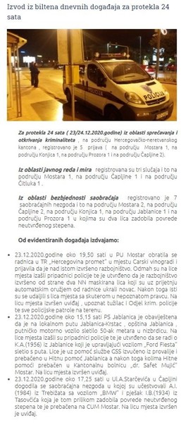 Bosnia-and-Herzegovina-avmp/Izvod-iz-biltena-dnevnih-dogadaja-za-23.12.-_-MUP-HNK-Z