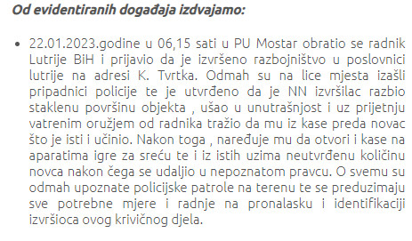 Bosnia-and-Herzegovina-avmp/Izvod-iz-biltena-dnevnih-dogadaja-za-protekli-vikend-19-22.1.