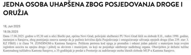 Bosnia-and-Herzegovina-avmp/Jedna-osoba-uhapsena-zbog-posjedovanja-droge-i-oruzja-_-Minist