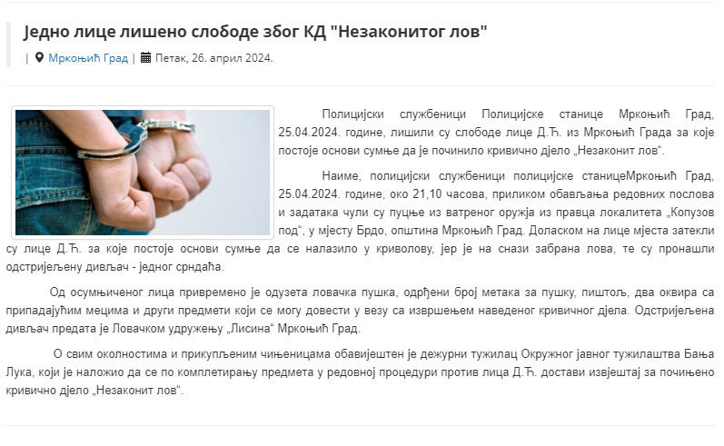 Bosnia-and-Herzegovina-avmp/Jedno-lice-liseno-slobode-zbog-KD-Nezakonit-lov