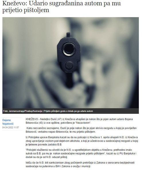 Bosnia-and-Herzegovina-avmp/Knezevo_-Udario-sugradanina-autom-pa-mu-prijetio-pistoljem