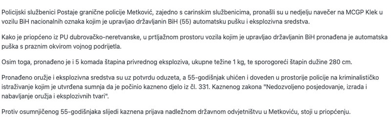Bosnia-and-Herzegovina-avmp/Kod-55-godisnjeg-drzavljanina-BiH-na-MCGP-Klek-pronadena-autom