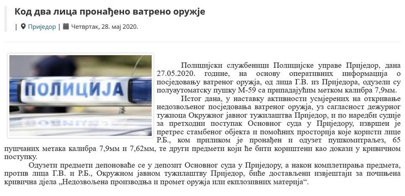 Bosnia-and-Herzegovina-avmp/Kod-dva-lica-pronadjeno-vatreno-oruzje