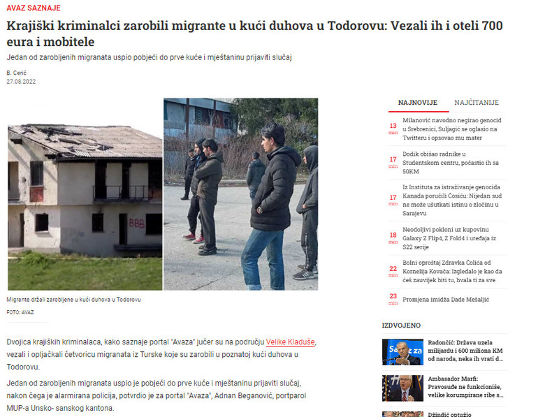Bosnia-and-Herzegovina-avmp/Krajiski-kriminalci-zarobili-migrante-u-kuci-duhova-u-Todorovu_1