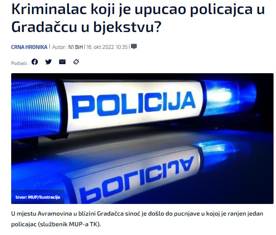 Bosnia-and-Herzegovina-avmp/Kriminalac-koji-je-upucao-policajca-u-Gradaccu-u-bjekstvu