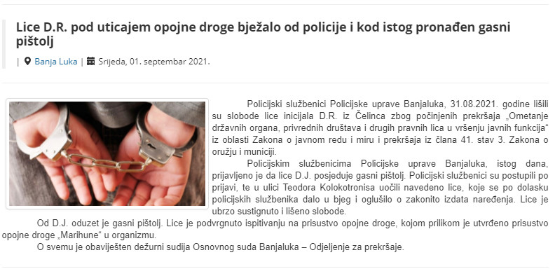 Bosnia-and-Herzegovina-avmp/Lice-D.R.-pod-uticajem-opojne-droge-bjezalo-od-policije-i-kod-