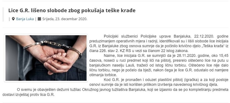 Bosnia-and-Herzegovina-avmp/Lice-G.R.-liseno-slobode-zbog-pokusaja-teske-krade