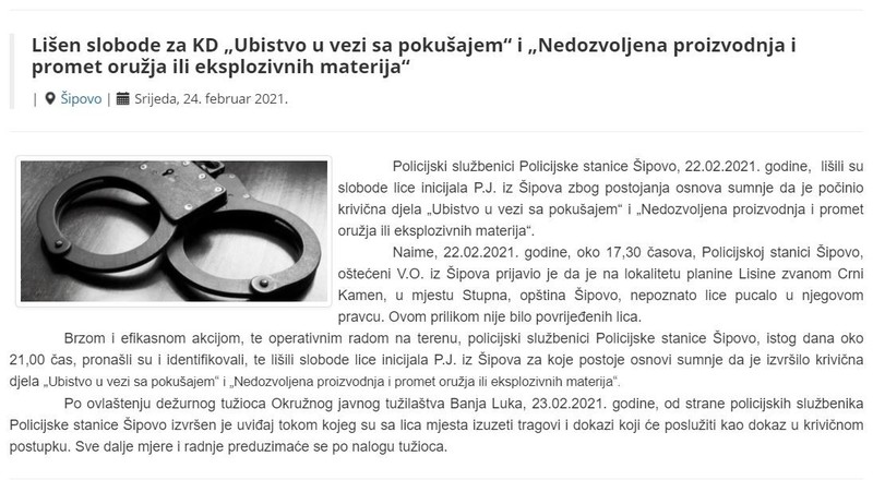 Bosnia-and-Herzegovina-avmp/Lisen-slobode-za-KD-Ubistvo-u-vezi-sa-pokusajem-i-Nedozvoljena